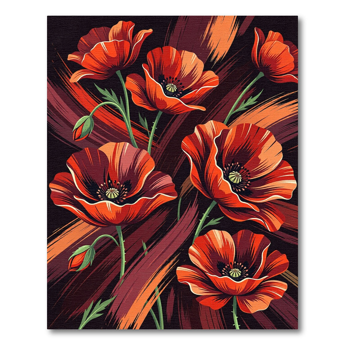 Crimson Poppy Brushstroke Garden Rug