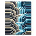 Abstract Blue Waterfall Layered Landscape Rug