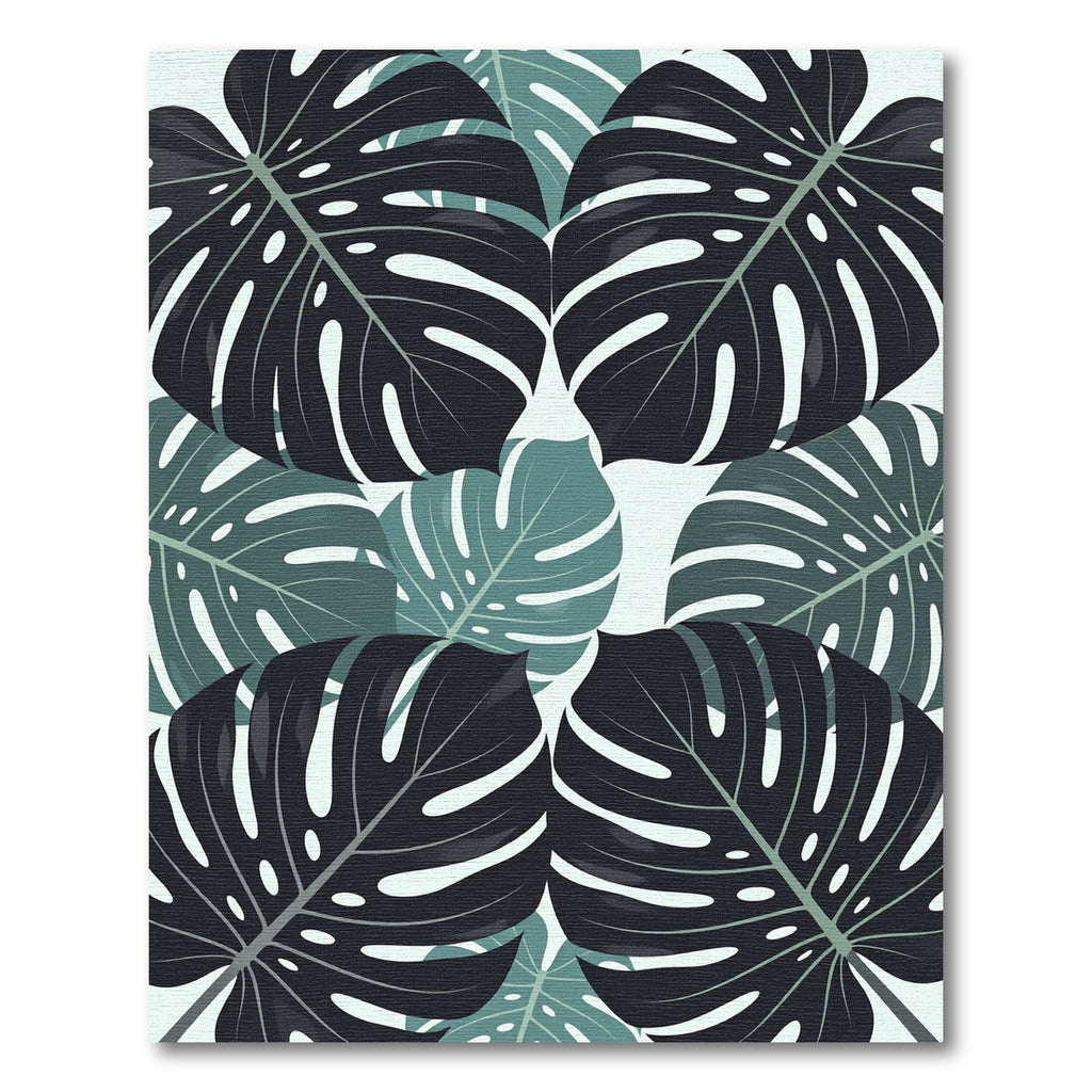 Lush Dark Green Tropical Palm Leaves Rug