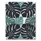Lush Dark Green Tropical Palm Leaves Rug