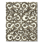 Elegant Brown Scrollwork Filigree Rug
