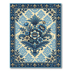 Royal Blue Floral Damask Botanical Rug