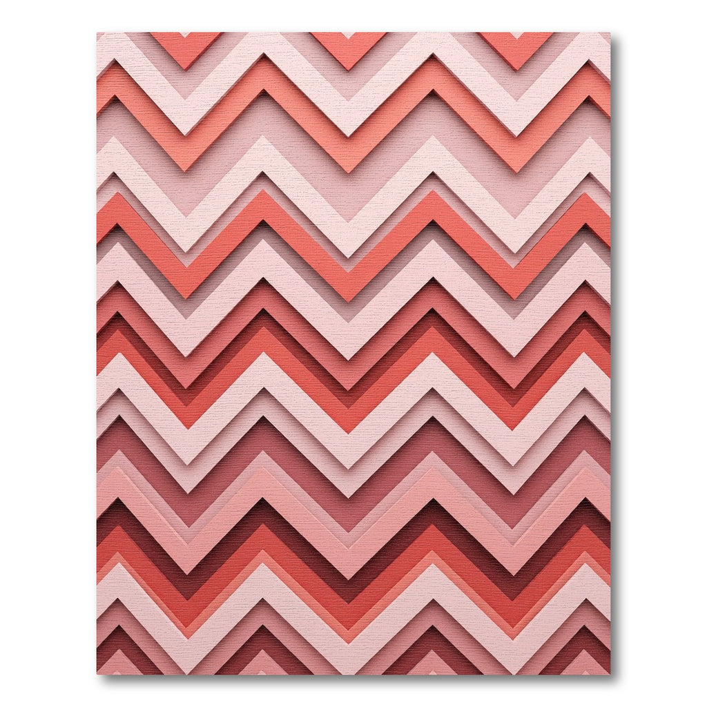Modern Coral Chevron Layered Ripples Rug