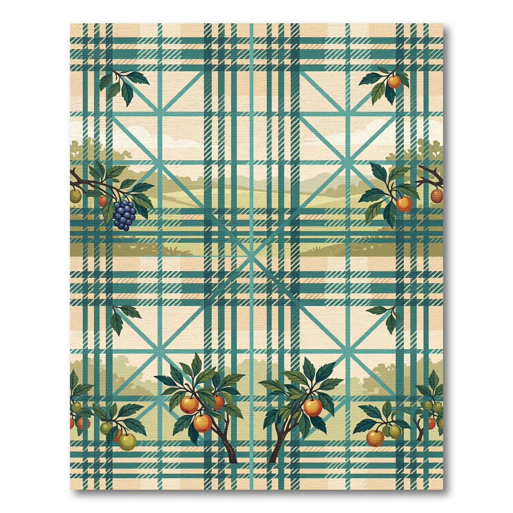 Tartan Orchard Fruit Plaid Landscape Rug