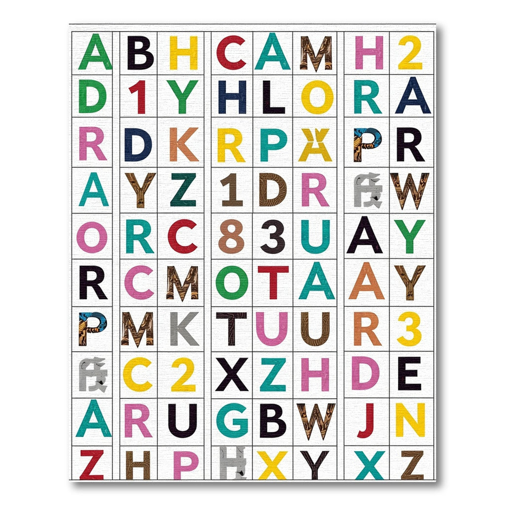 Multicolor Alphabet Grid Composition Rug