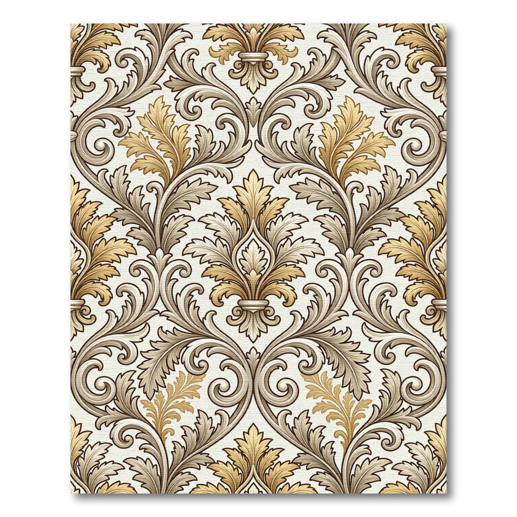 Antique Gold Acanthus Leaf Scroll Rug