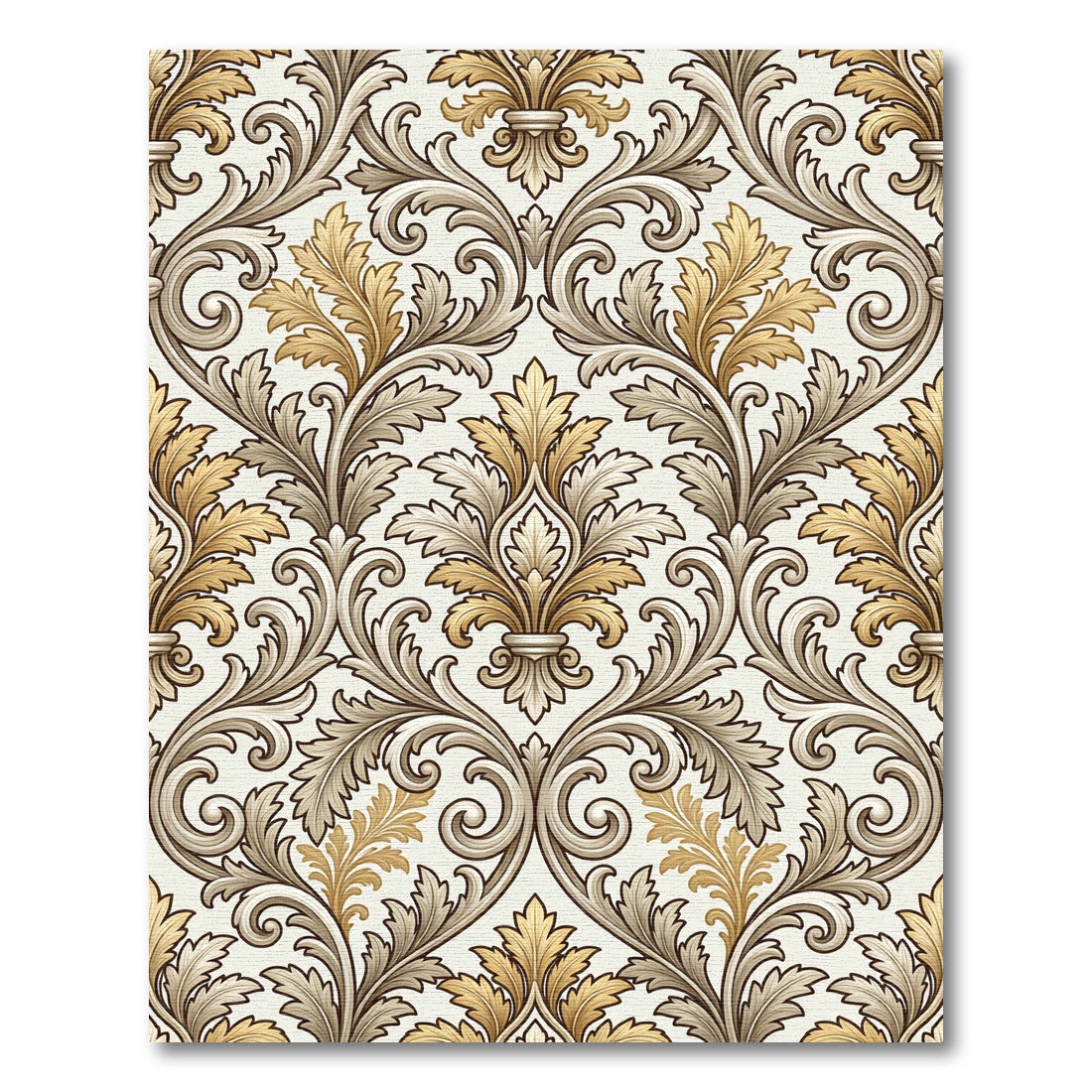 Antique Gold Acanthus Leaf Scroll Rug
