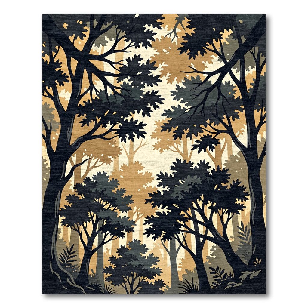 Golden Forest Canopy Silhouette Rug