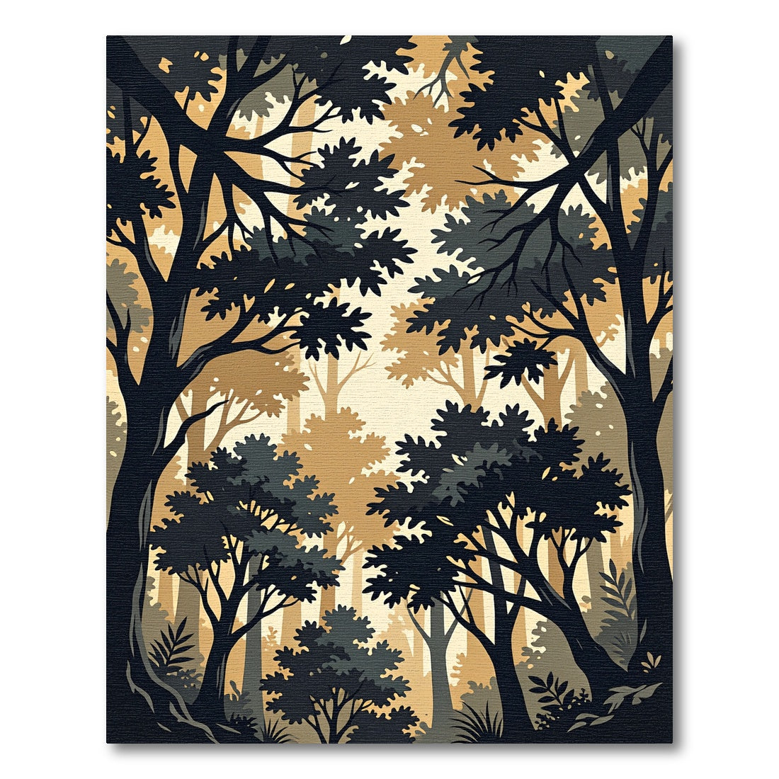 Golden Forest Canopy Silhouette Rug
