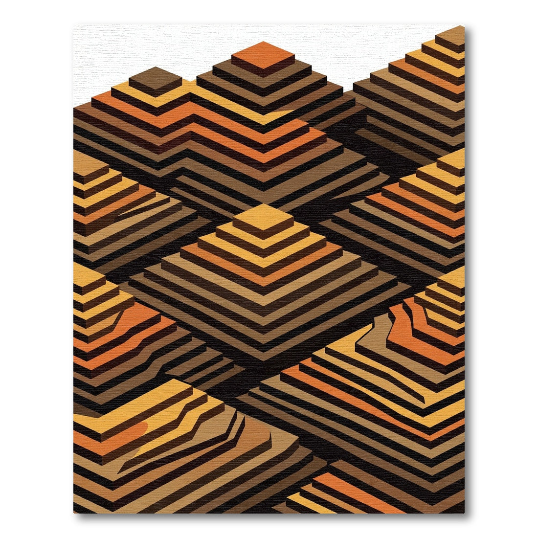 Terracotta Tiered Geometric Abstract Rug