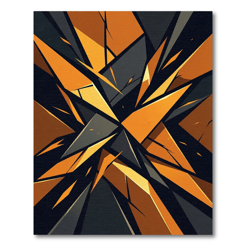 Sharp Geometric Orange and Charcoal Shard Rug