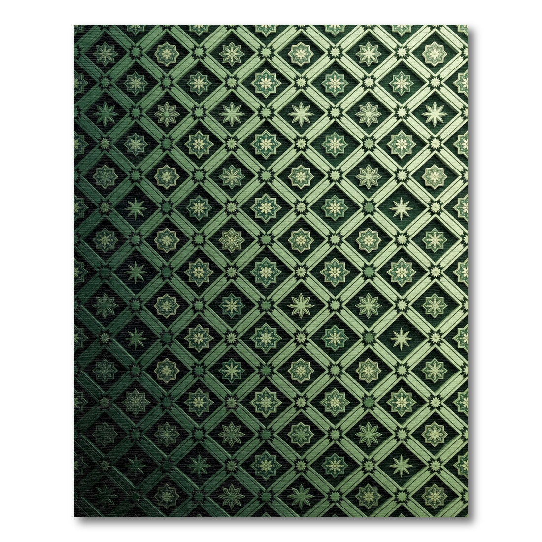 Emerald Green Diamond Floral Medallion Rug