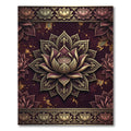 Ornate Burgundy Gold Lotus Mandala Rug