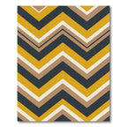 Mid-Century Mustard and Slate Chevron Rug