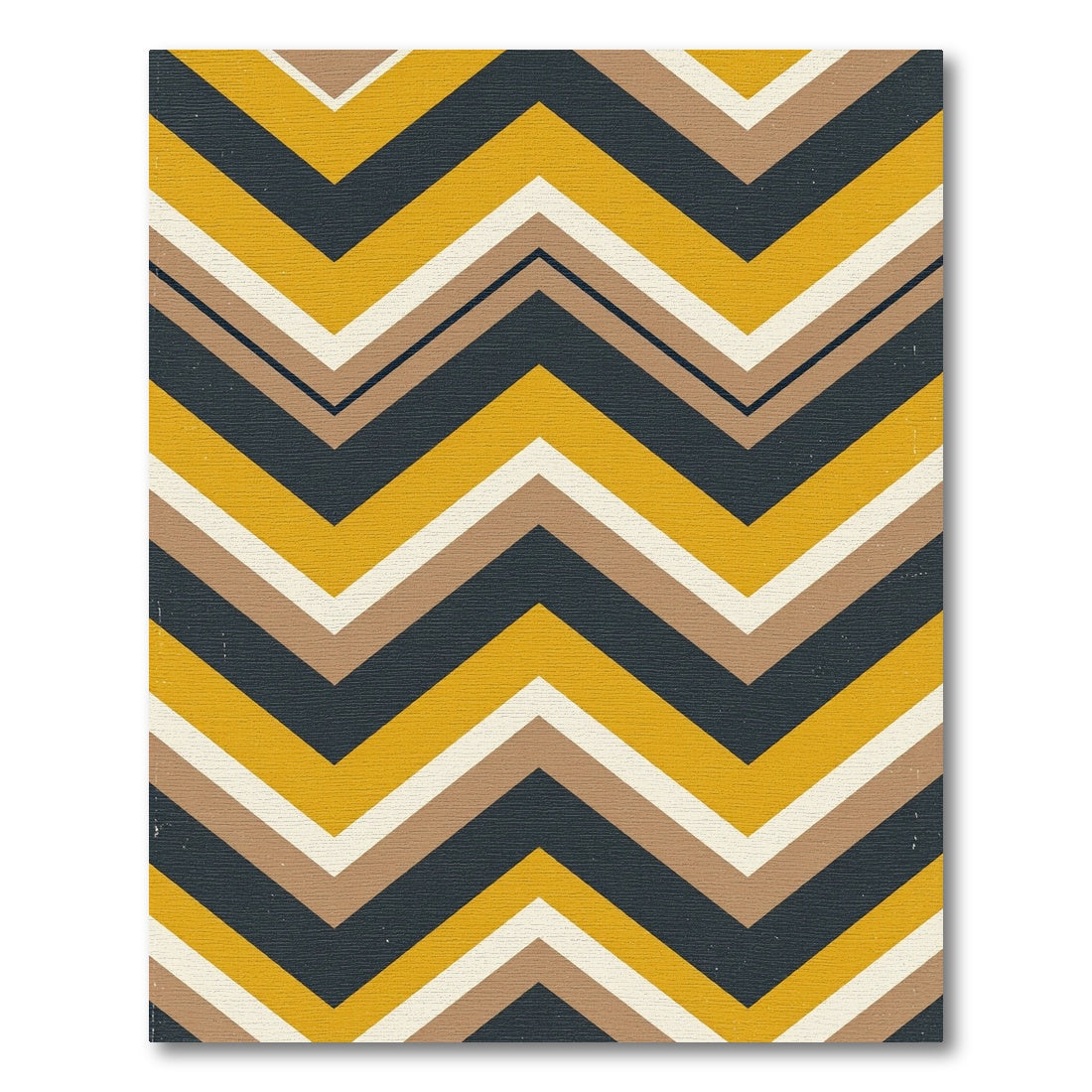 Mid-Century Mustard and Slate Chevron Rug