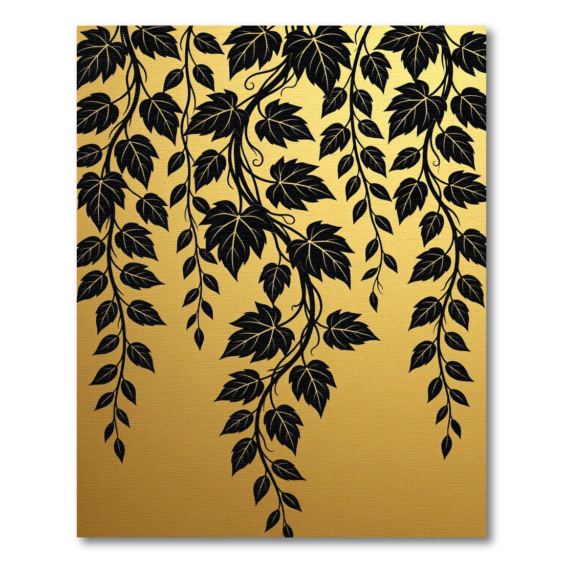 Black Ivy Vine Golden Tapestry Rug