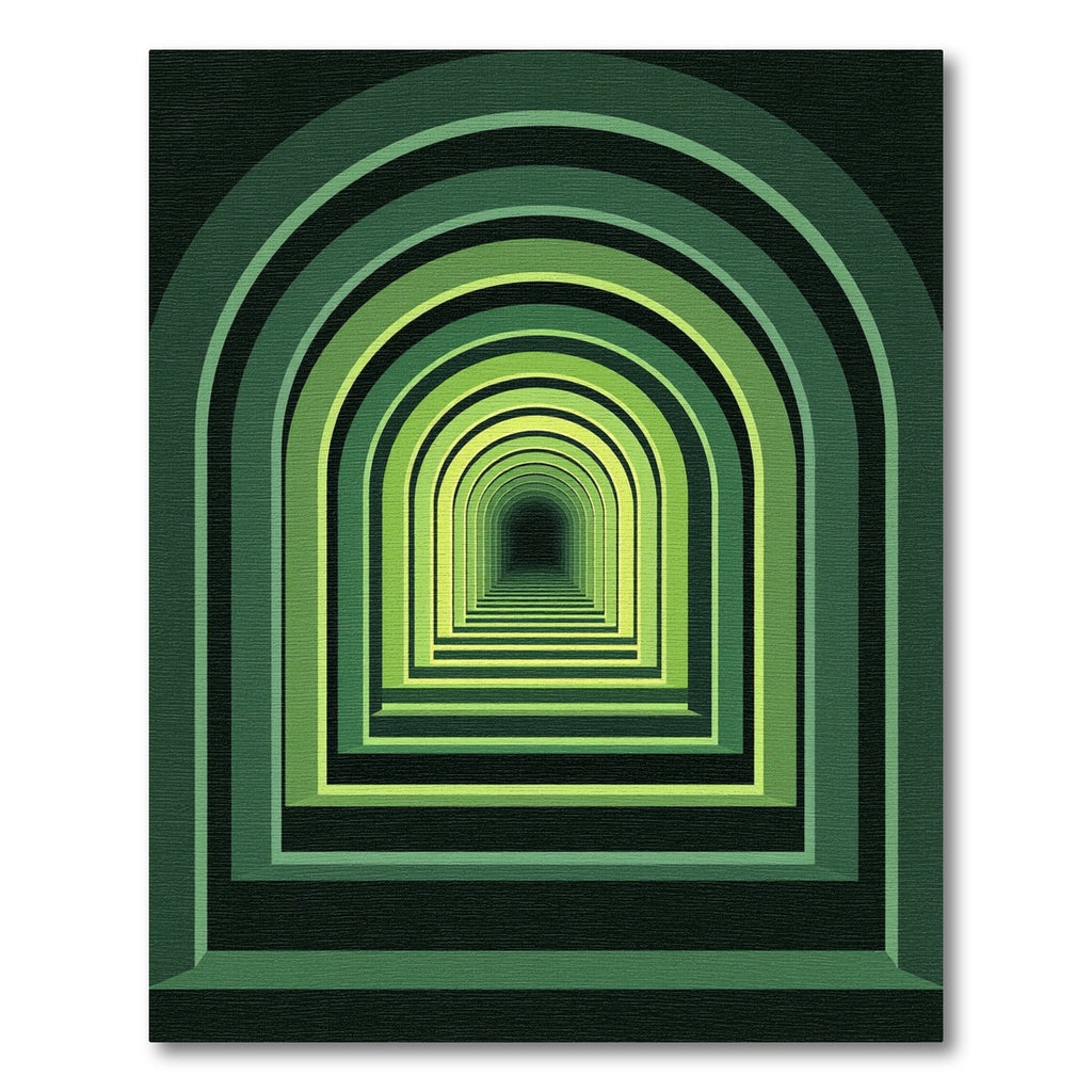 Infinite Green Arch Geometric Tunnel Rug
