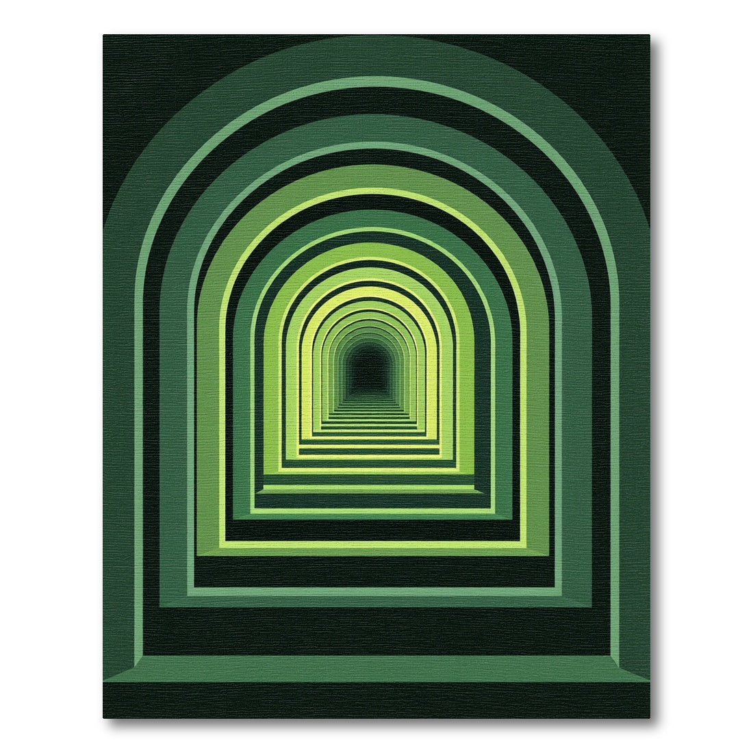 Infinite Green Arch Geometric Tunnel Rug