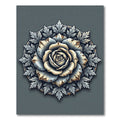 Antique Gray Rose Floral Medallion Rug