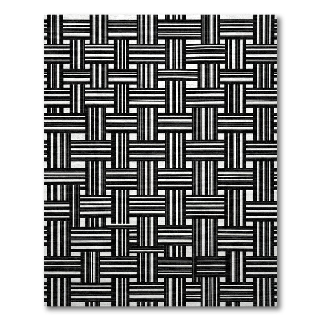 Black White Woven Stripe Rug