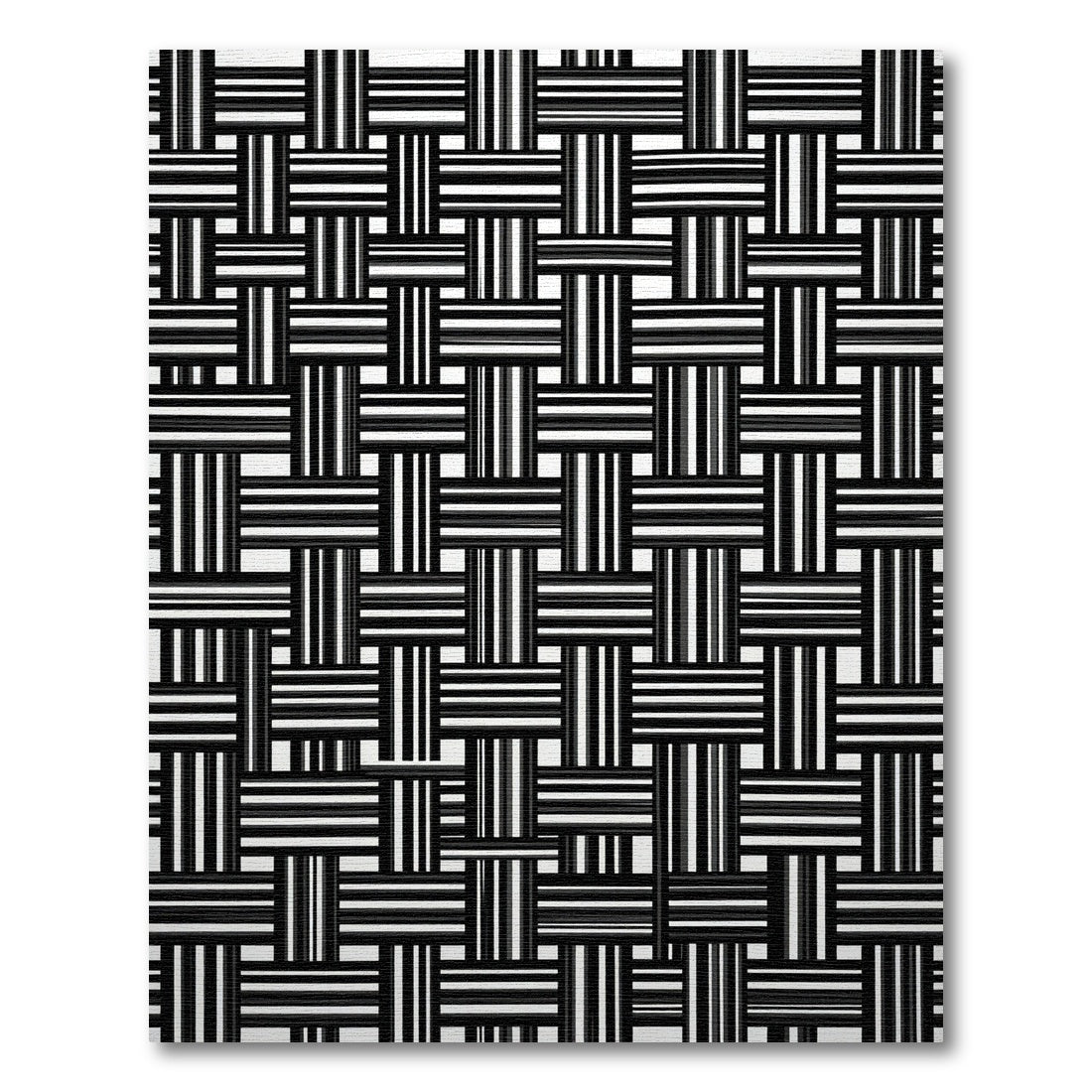 Black White Woven Stripe Rug