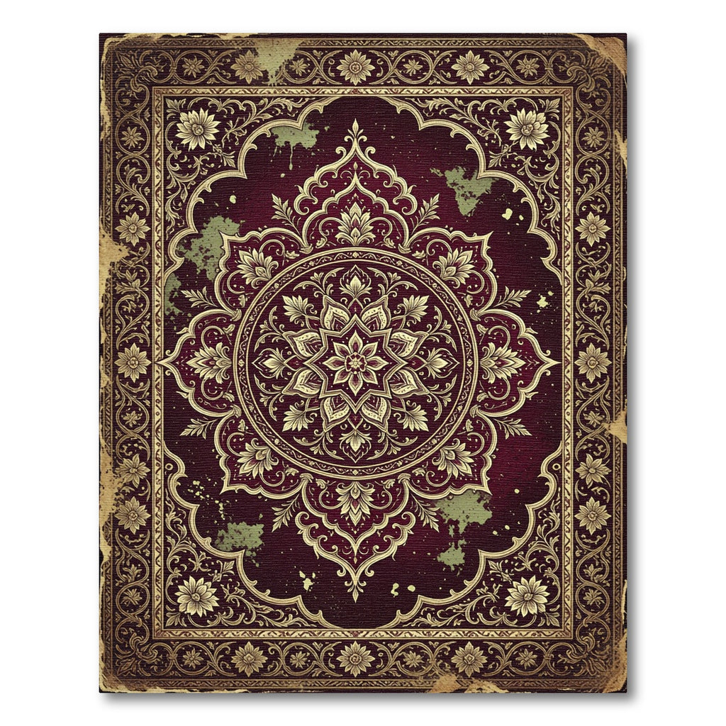 Crimson Gold Intricate Floral Medallion Rug