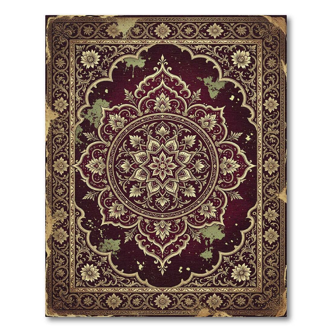 Crimson Gold Intricate Floral Medallion Rug