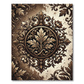 Ornate Bronze Botanical Acanthus Medallion Rug