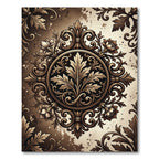 Ornate Bronze Botanical Acanthus Medallion Rug