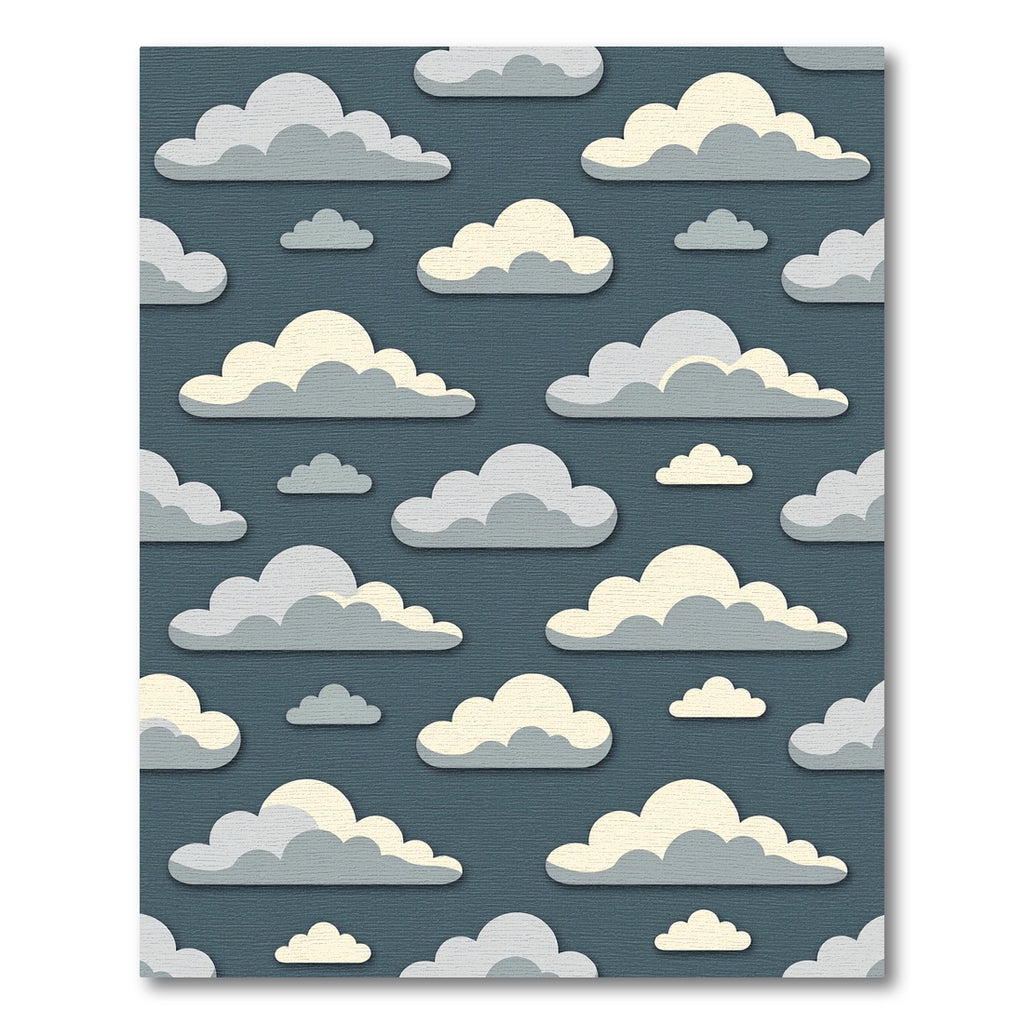Minimalist Blue and Cream Cloud Rug