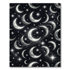 Celestial Crescent Moon and Starry Night Rug