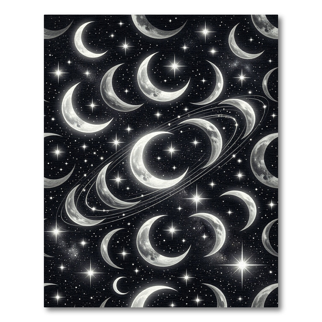 Celestial Crescent Moon and Starry Night Rug
