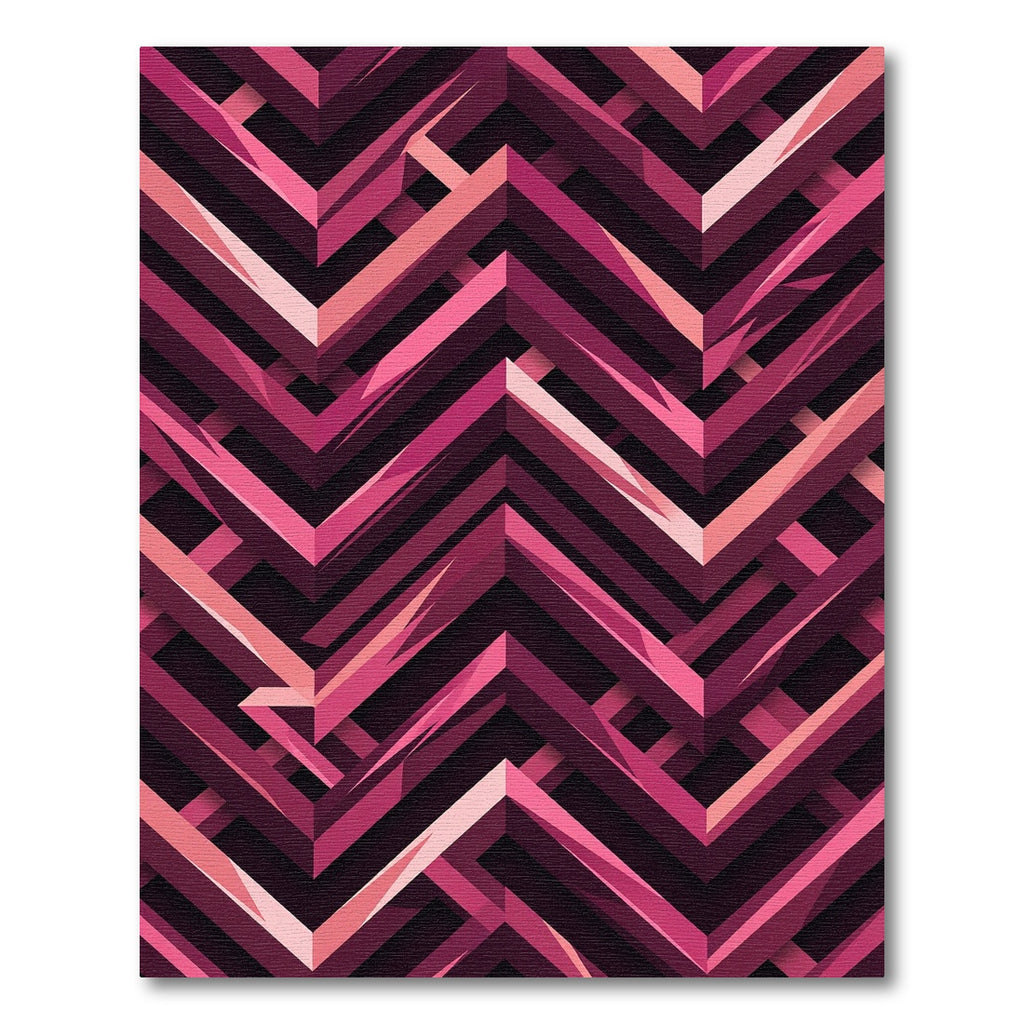 Geometric Magenta Abstract Chevron Art Rug