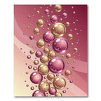 Modern Pink and Gold Floating Bubbles Rug