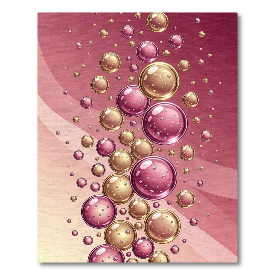 Modern Pink and Gold Floating Bubbles Rug