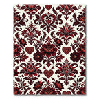 Dark Red Floral Heart Damask Rug