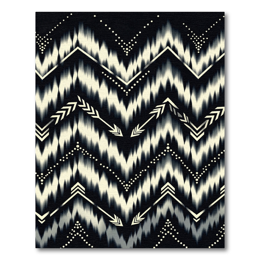 Monochrome Ikat Arrow Chevron Geometric Rug
