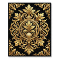 Ornate Gold Acanthus Leaf Baroque Medallion Rug