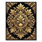 Ornate Gold Acanthus Leaf Baroque Medallion Rug