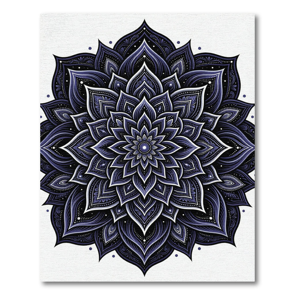 Deep Indigo Layered Floral Mandala Rug