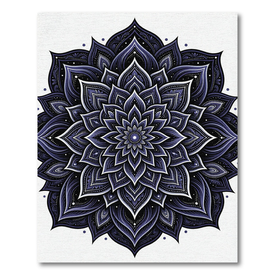 Deep Indigo Layered Floral Mandala Rug