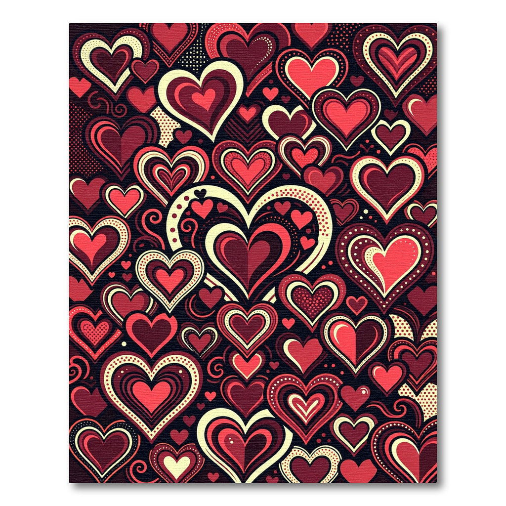 Crimson Hearts Composition Collage Rug