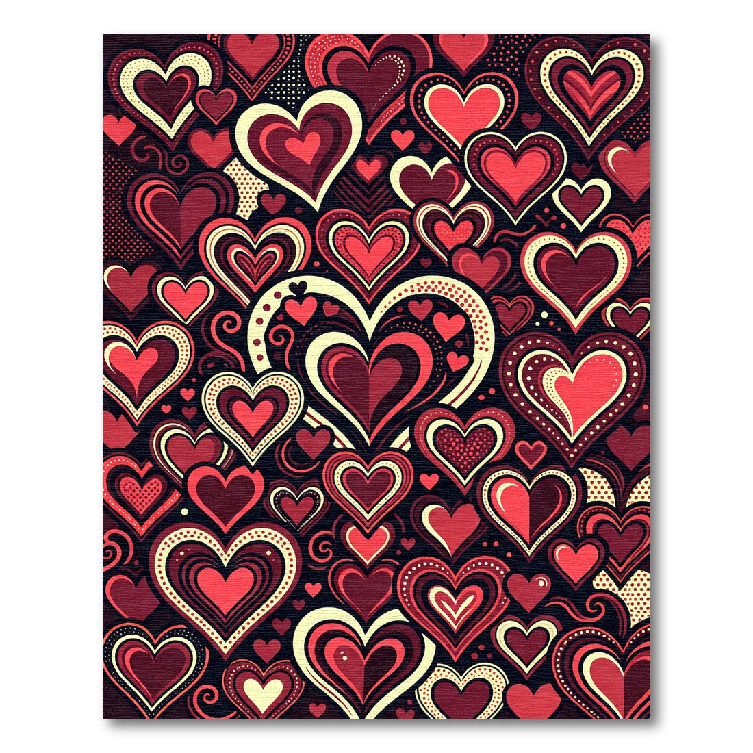 Crimson Hearts Composition Collage Rug