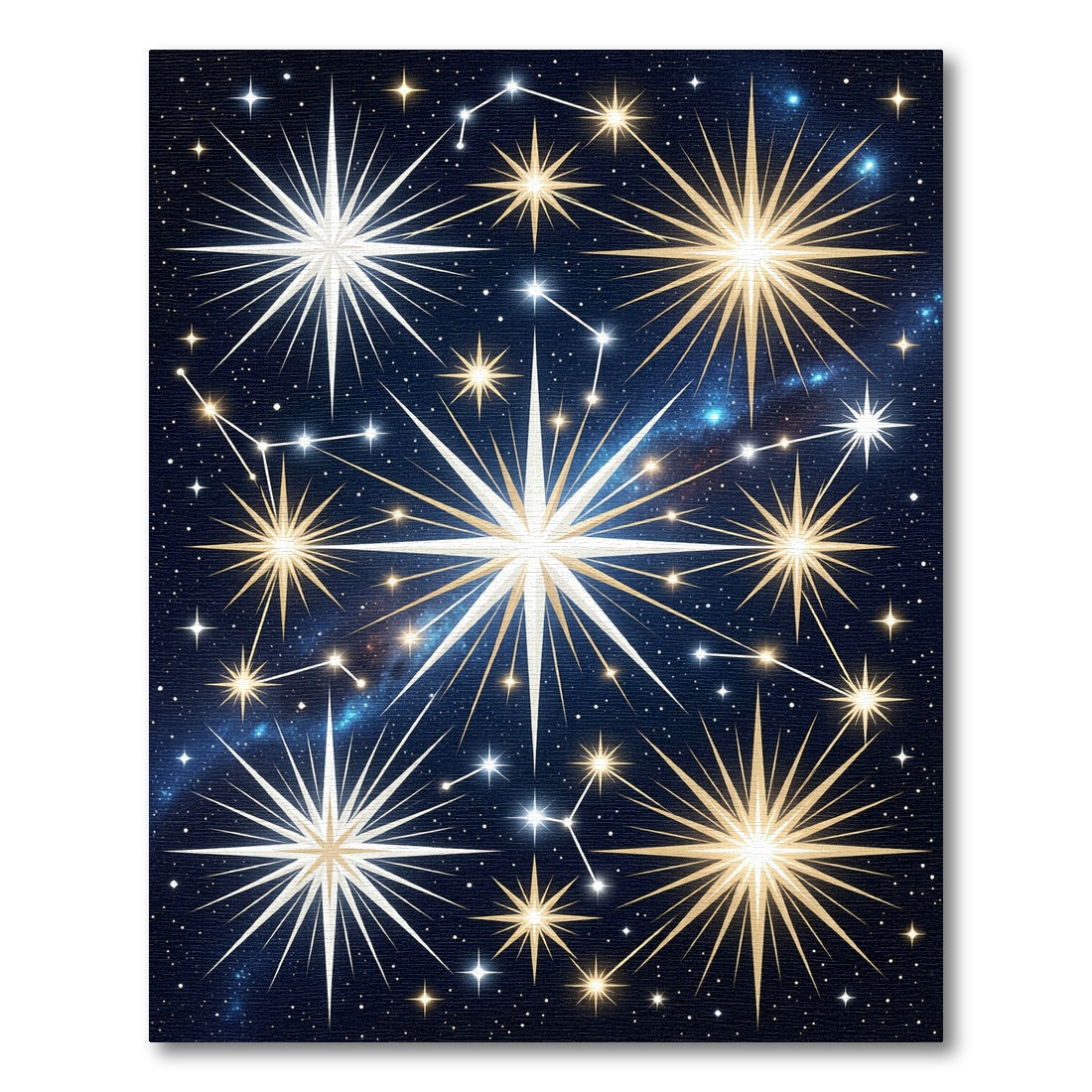 Celestial Gold and White Starry Night Rug