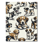 Playful Brown and Black Puppy Patchwork Rug