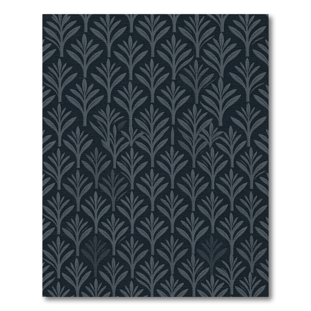 Graphite Slate Leafy Vine Recurrence Rug