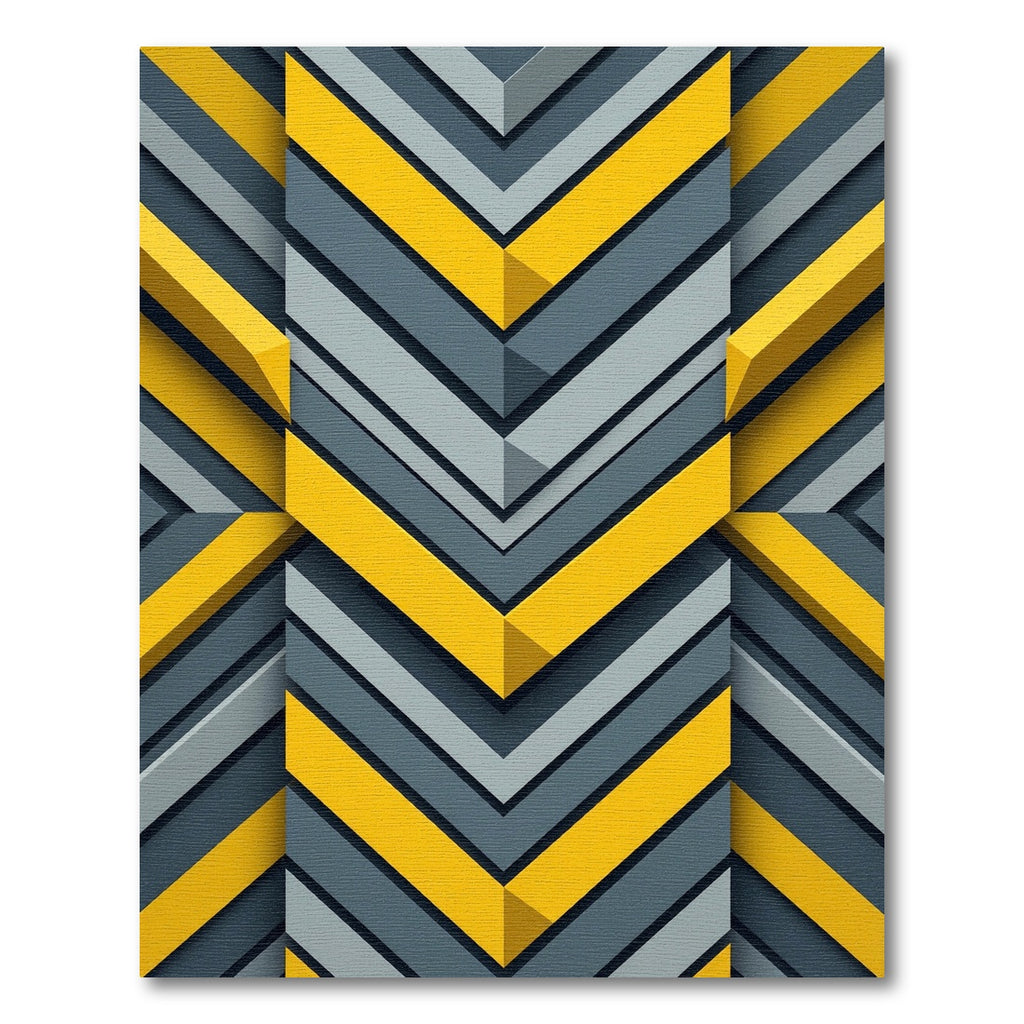 Modern Yellow And Gray Chevron Geometry Rug