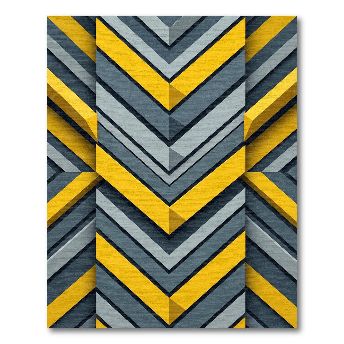 Modern Yellow And Gray Chevron Geometry Rug
