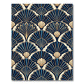 Art Deco Navy Gold Fan Peacock Rug