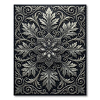 Antique Silver Floral Scroll Medallion Rug